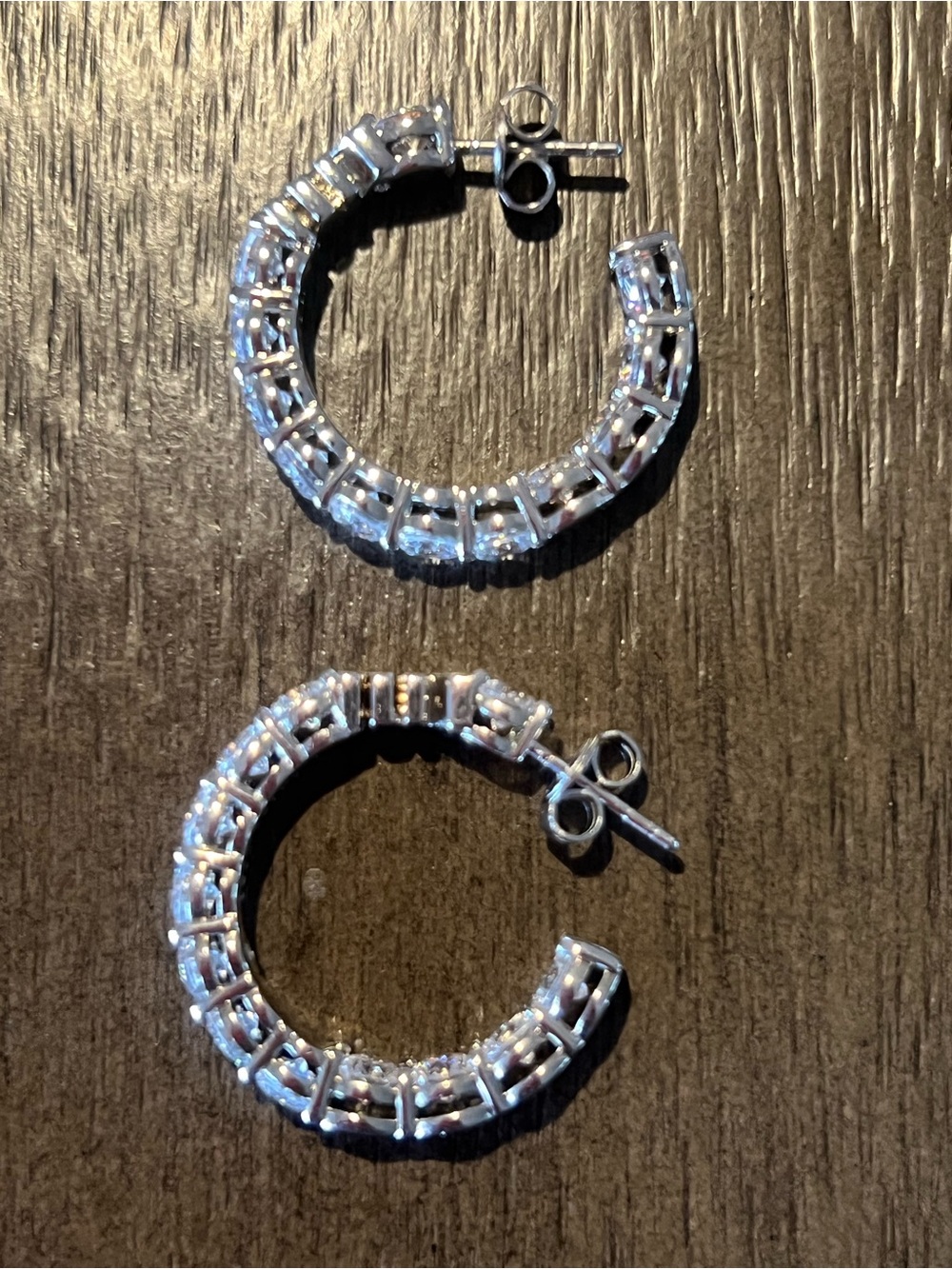Michael Kors Silver Clear Crystal Double-Row Hoop Earrings - Picture 2 of 3